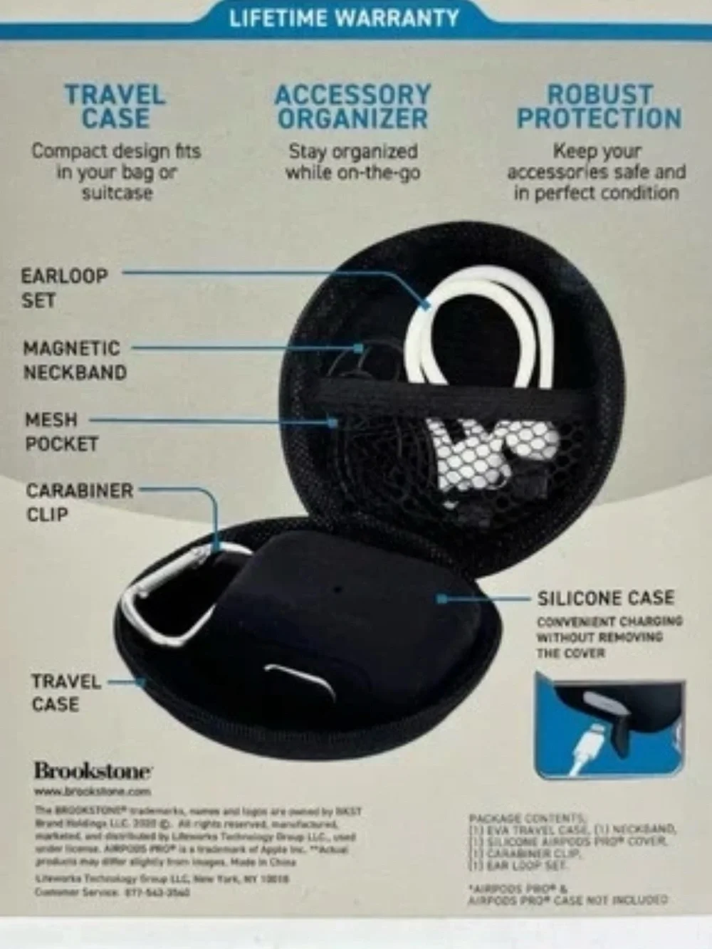 Brookstone Black and White Travel Earbud- Back To School